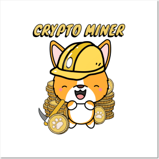 Funny Corgi is a Crypto Miner Posters and Art